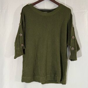 Juniper Ln Maternity Sweater XL Olive Green Knit Button Sleeve Pullover Top